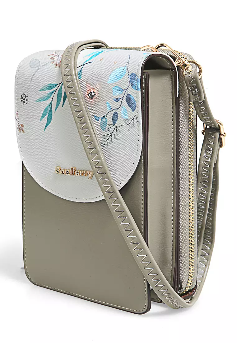 Sling Bag Tas Selempang Wanita Flower Motive Many Pocket Material Leather ORIGINAL