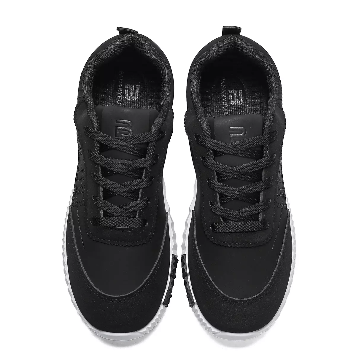 Sepatu Sekolah Cowok Hitam Abu Sneakers Sport Polos Pria QNR32 