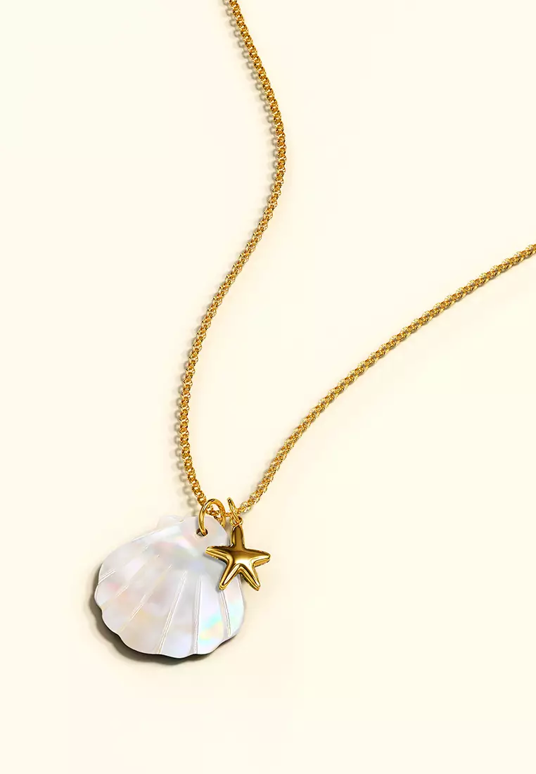 Pearl Shell & Gold Starfish Necklace