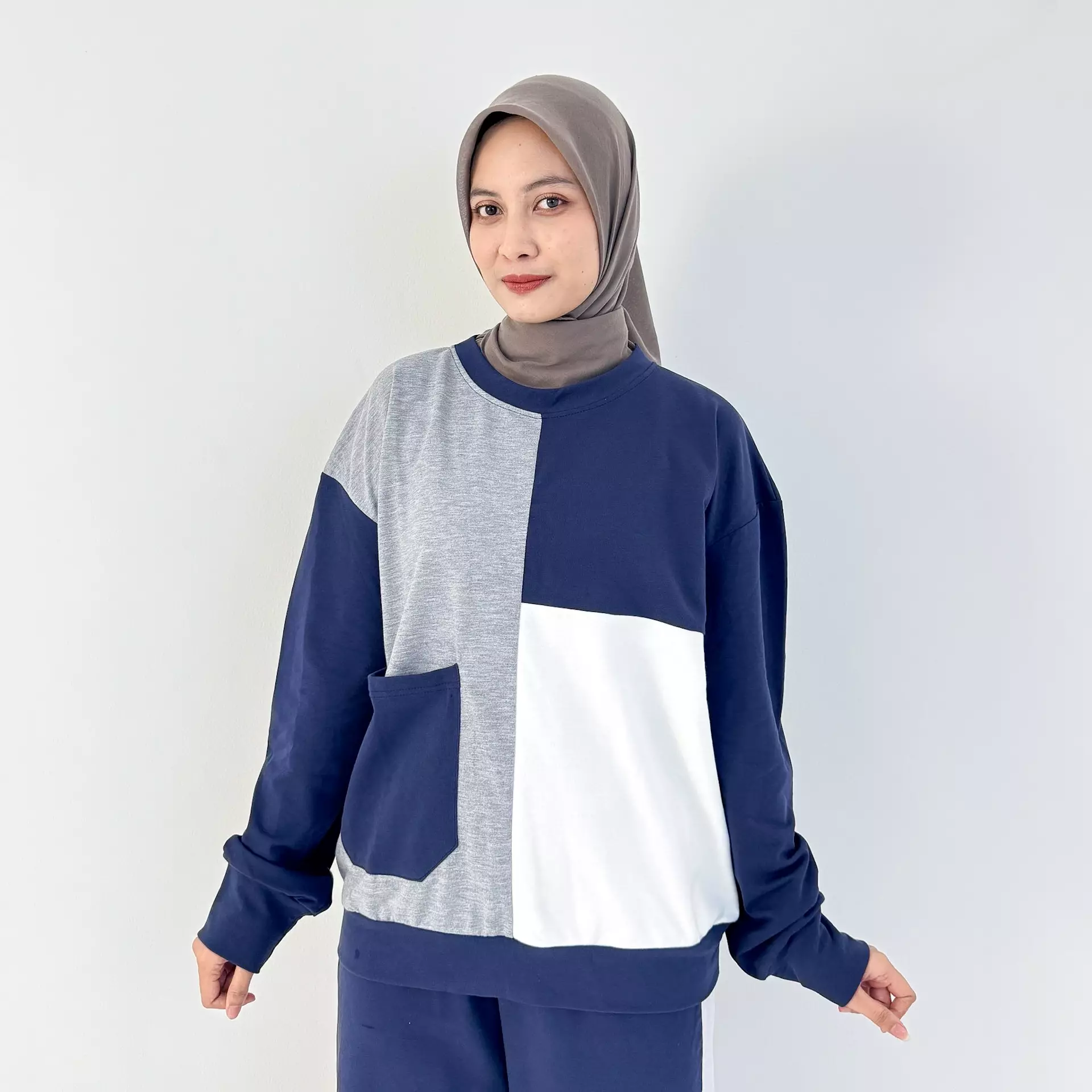Setelan Celana Lebar Sweat Gita - Matching Set Sporty Wanita NAVY