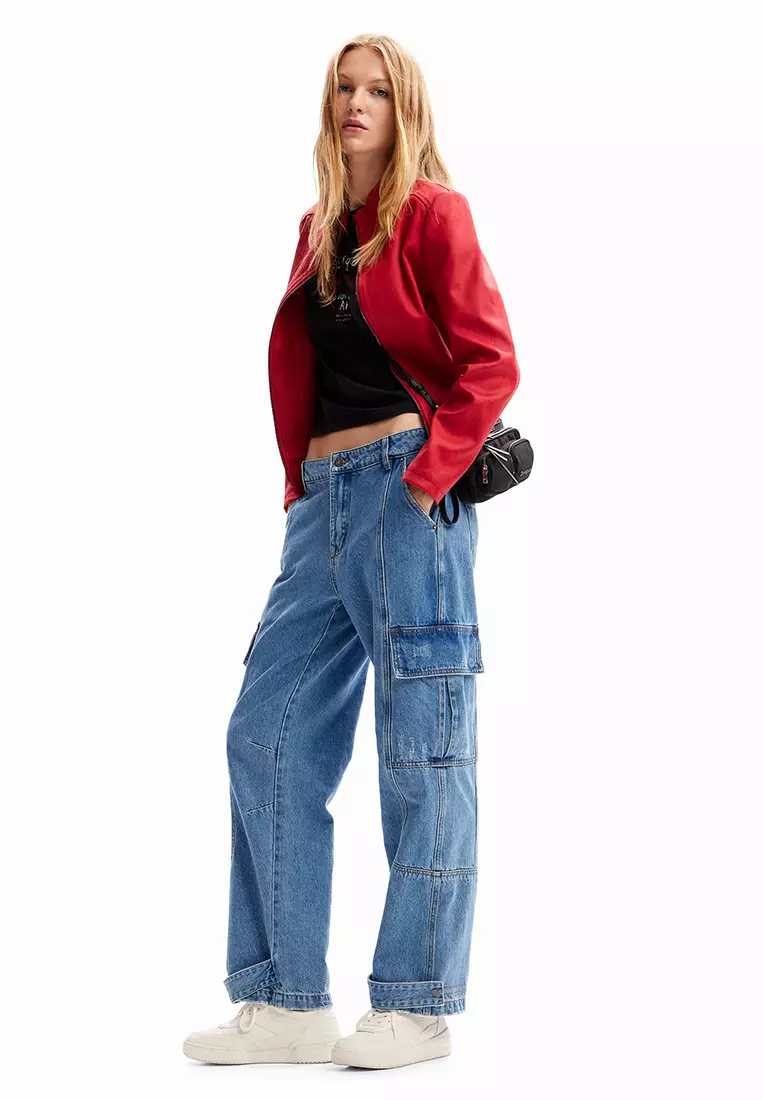 Desigual Woman Slim biker jacket.