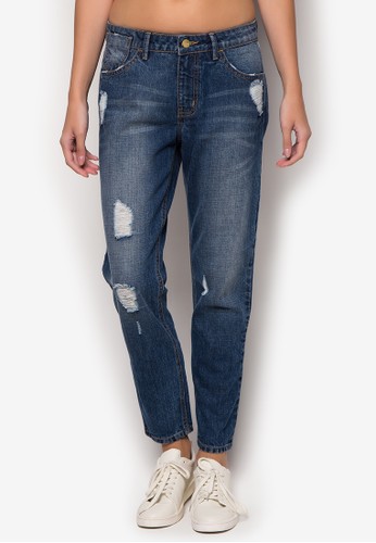 Cropped Slim Fit Jeans (Blue)