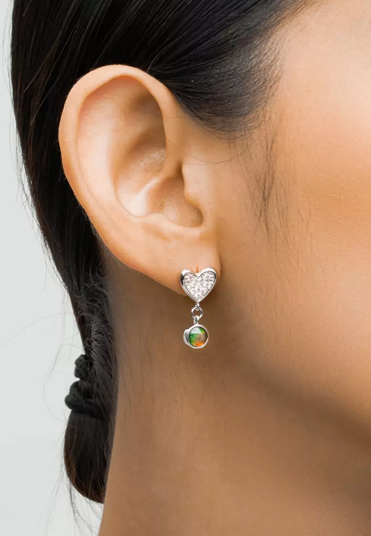 Diem Heart Ammolite Drop Earrings