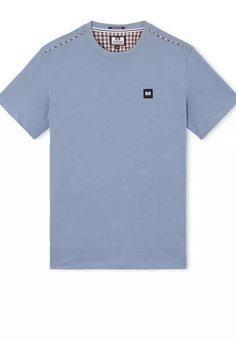 MENS BLUE SHADOW MANUEL TEE WITH MID HOUSE CHECK PIPING