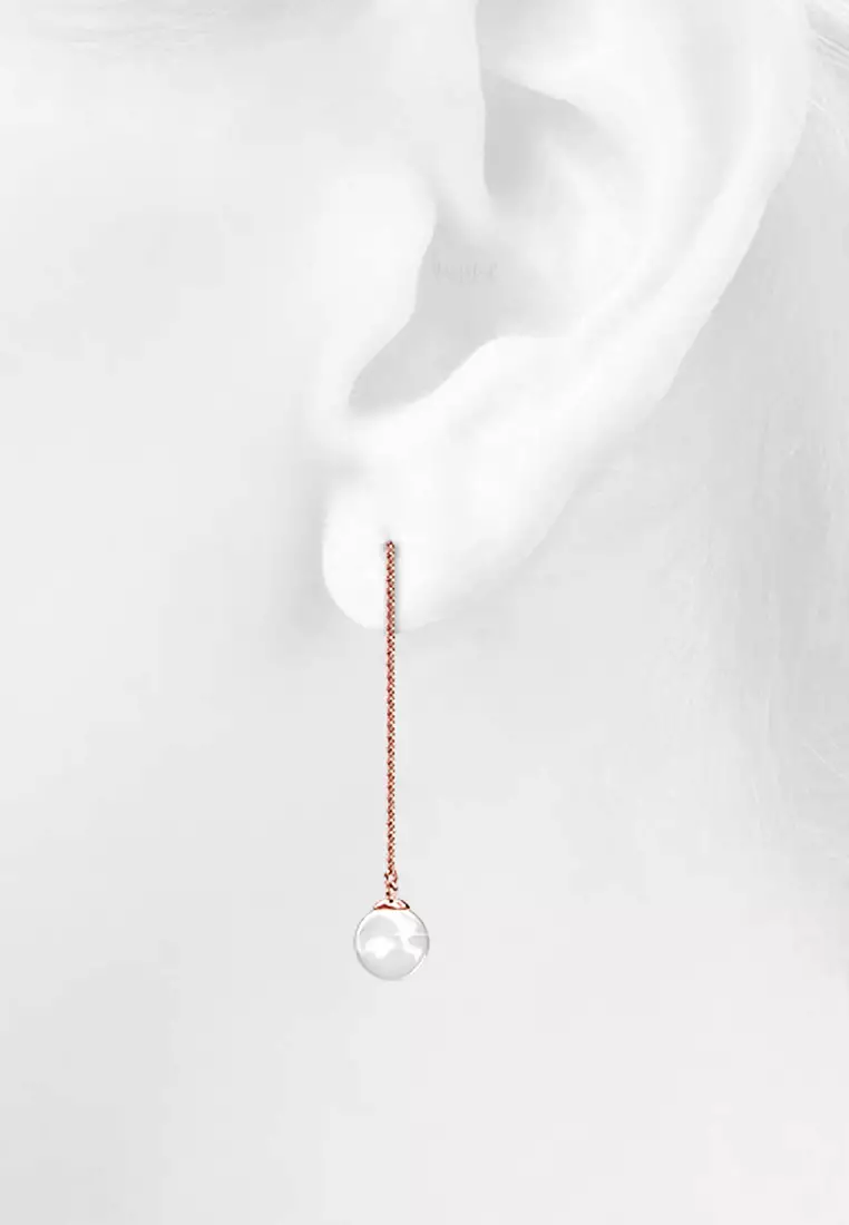 Katarina Pearl Drop Earrings Embellished with SWAROVSKI® Crystal Pearls-Rose Gold/Pearl