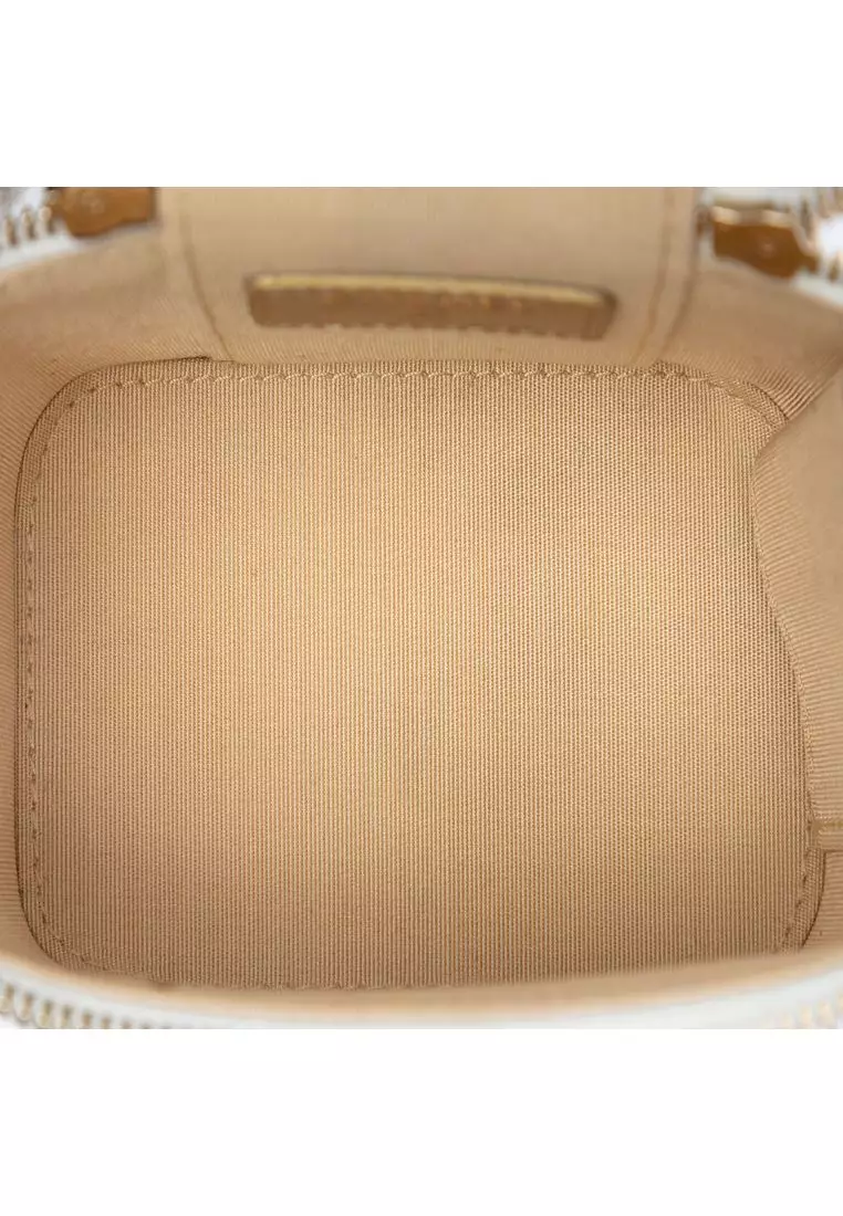 Pre-Loved Chanel Mini Quilted Lambskin Pearl Crush Vanity Case With Chain