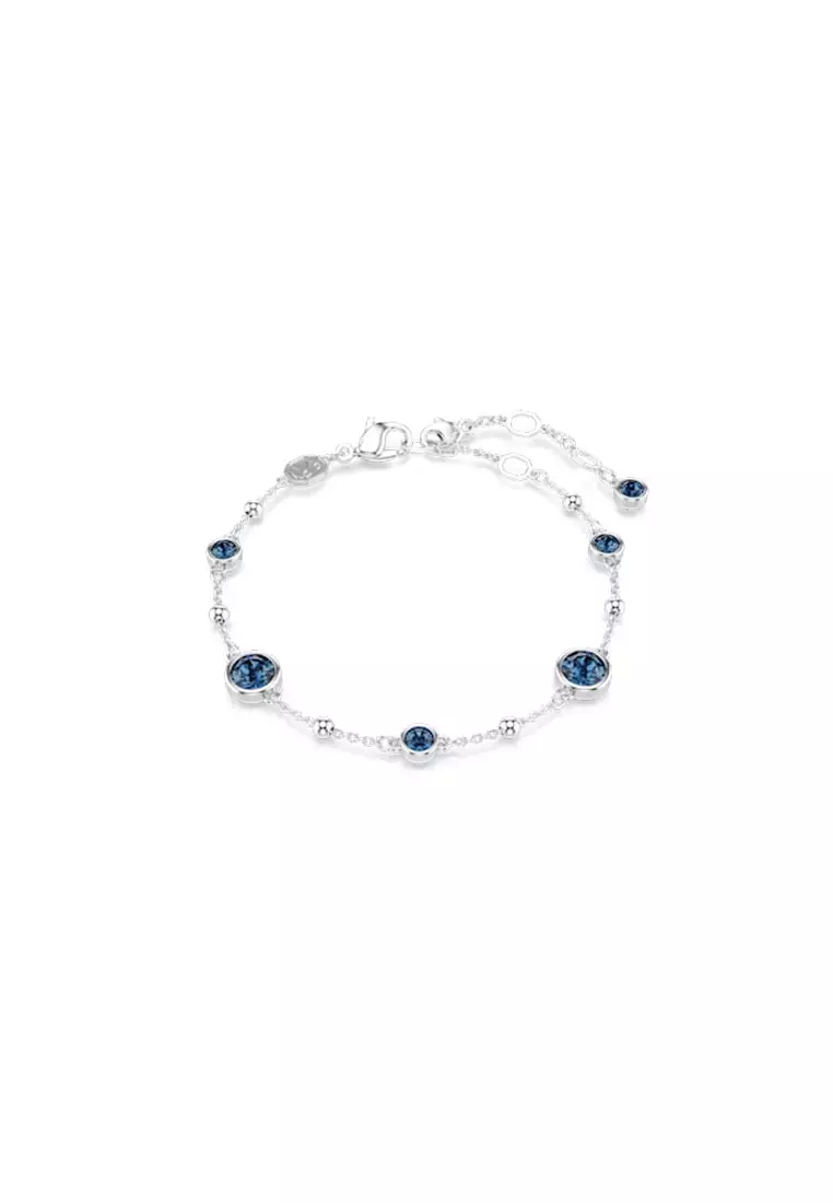 Imber Bracelet, Round Cut, Blue, Rhodium Plated