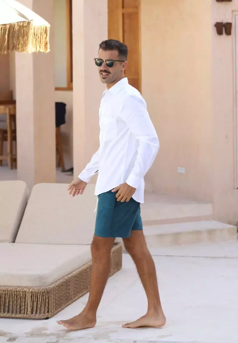 Palma Kemeja Panjang Pria Katun Organik Putih | Organic Cotton Long Sleeves Shirt Men White