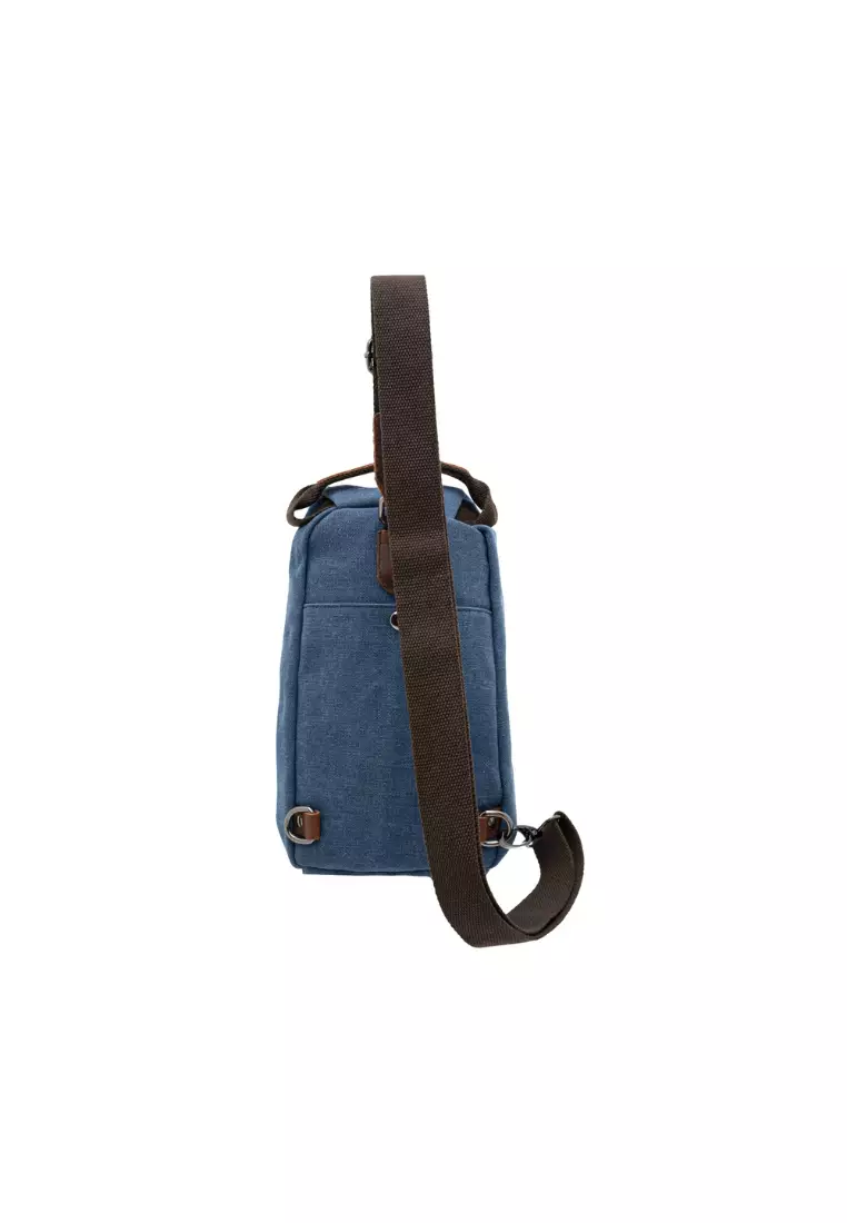 Men's Korean Style Canvas Leather Outdoor Casual Small Crossbody Single Shoulder Men's Bag BAD 21006