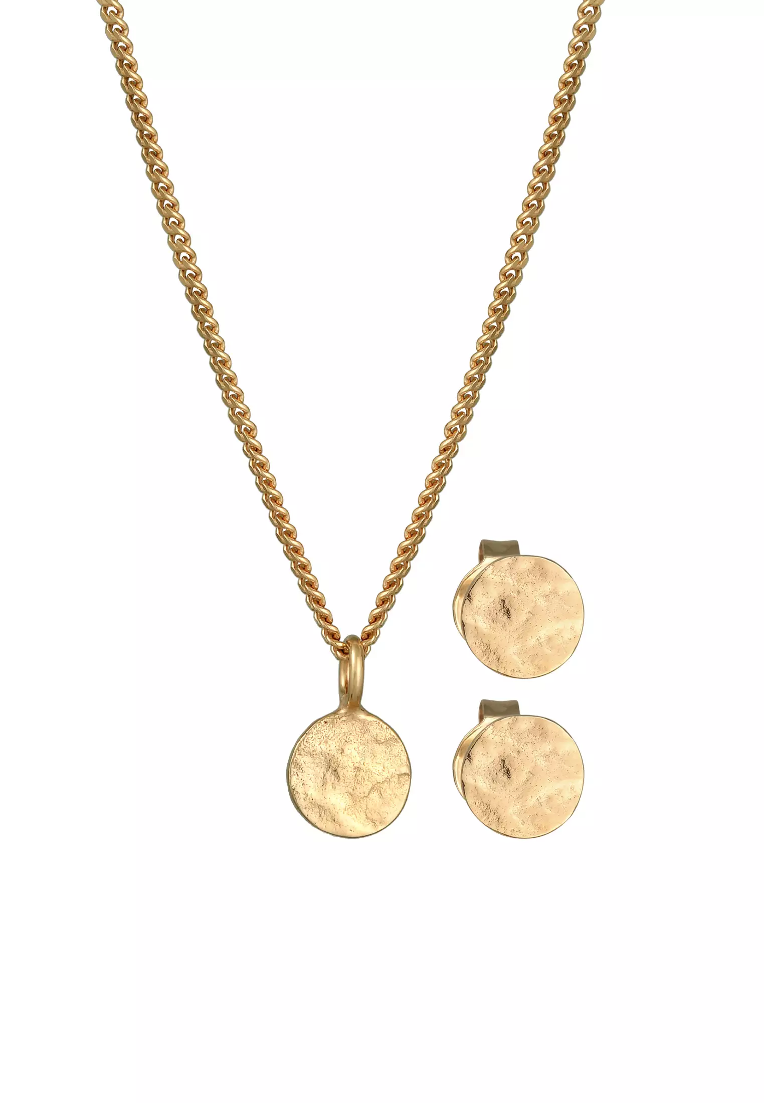 Hammered Coin Jewellery Set – Gold-Plated Silver