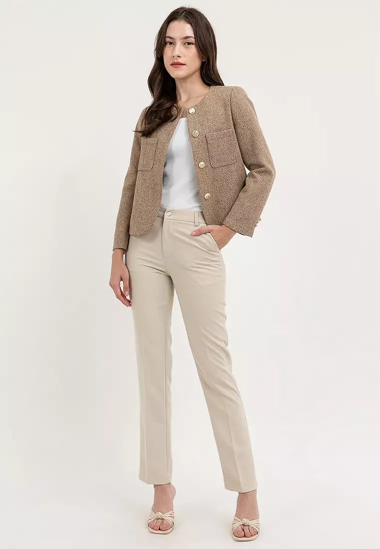 Collarless Tweed Blazer