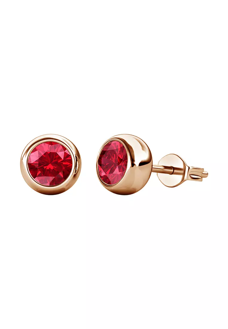 Birth Stone Moon Earring July Ruby RG - Anting Crystal Swarovski by Her Jewellery