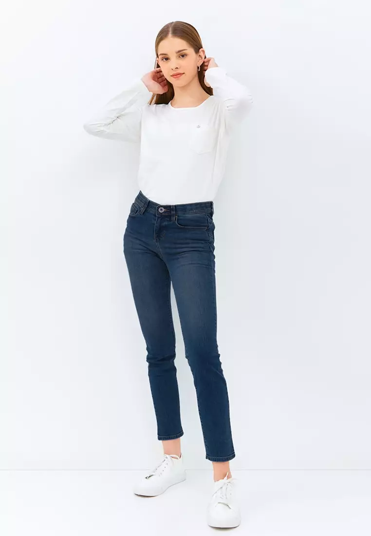 C2 Tanzel Navy Jeans Push Up Wanita Skinny
