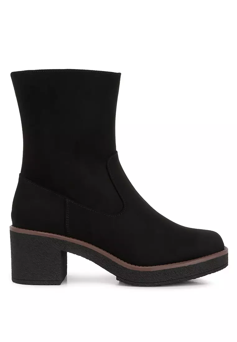 Discount on London Rag  shoes - SKU: Black Block Heel Micro Suede Boots