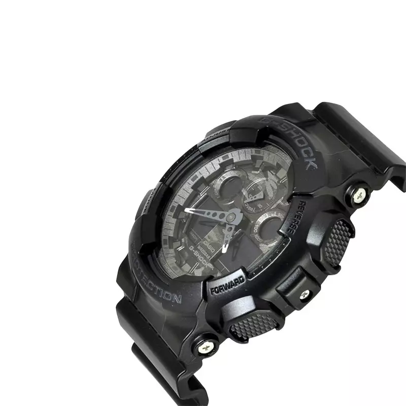 Jam Tangan Pria Casio G-Shock GA-100CF-1ADR G-Classic Camouflage Digital Analog Dial Black Resin Band