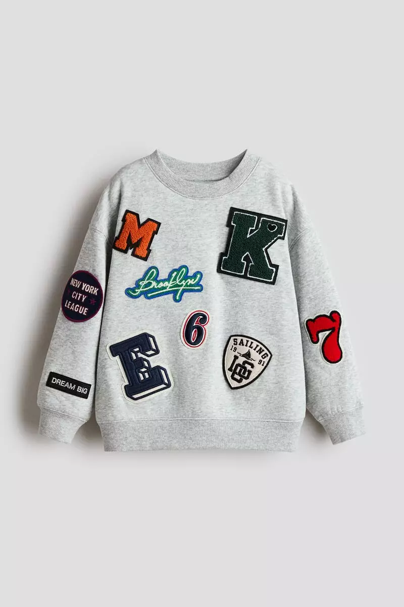 Appliquéd brushed-inside sweatshirt
