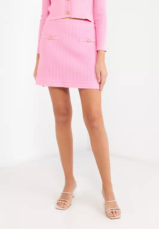 Knit Skirt with Golden Buttons