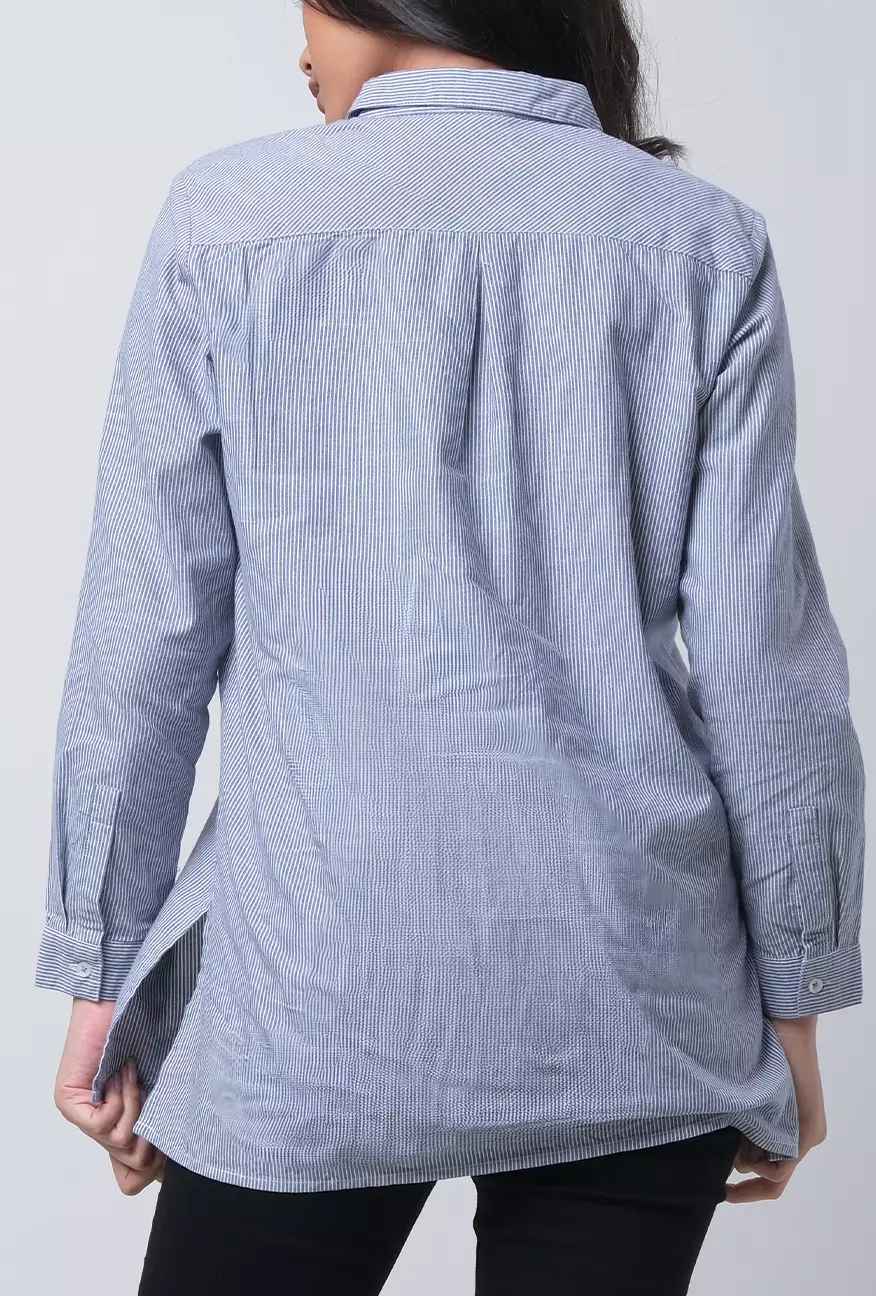 Kemeja Wanita Elsie Navy White