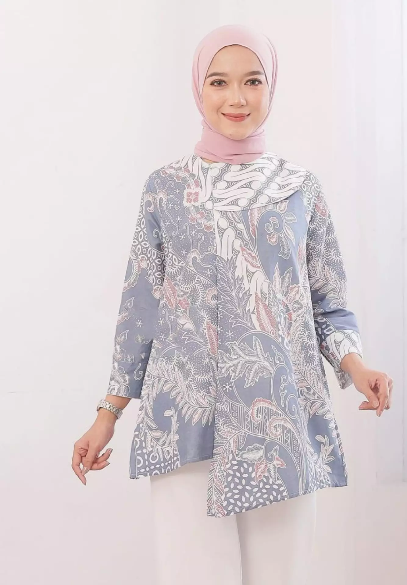 Blouse Batik Stefi Blu Premium Elegant B.K