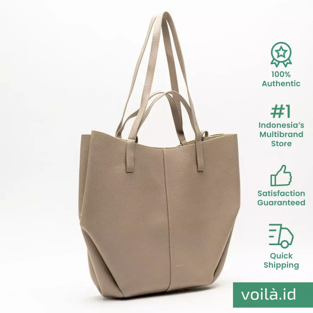 Cyme Shopping Bag Grained Leather Taupe