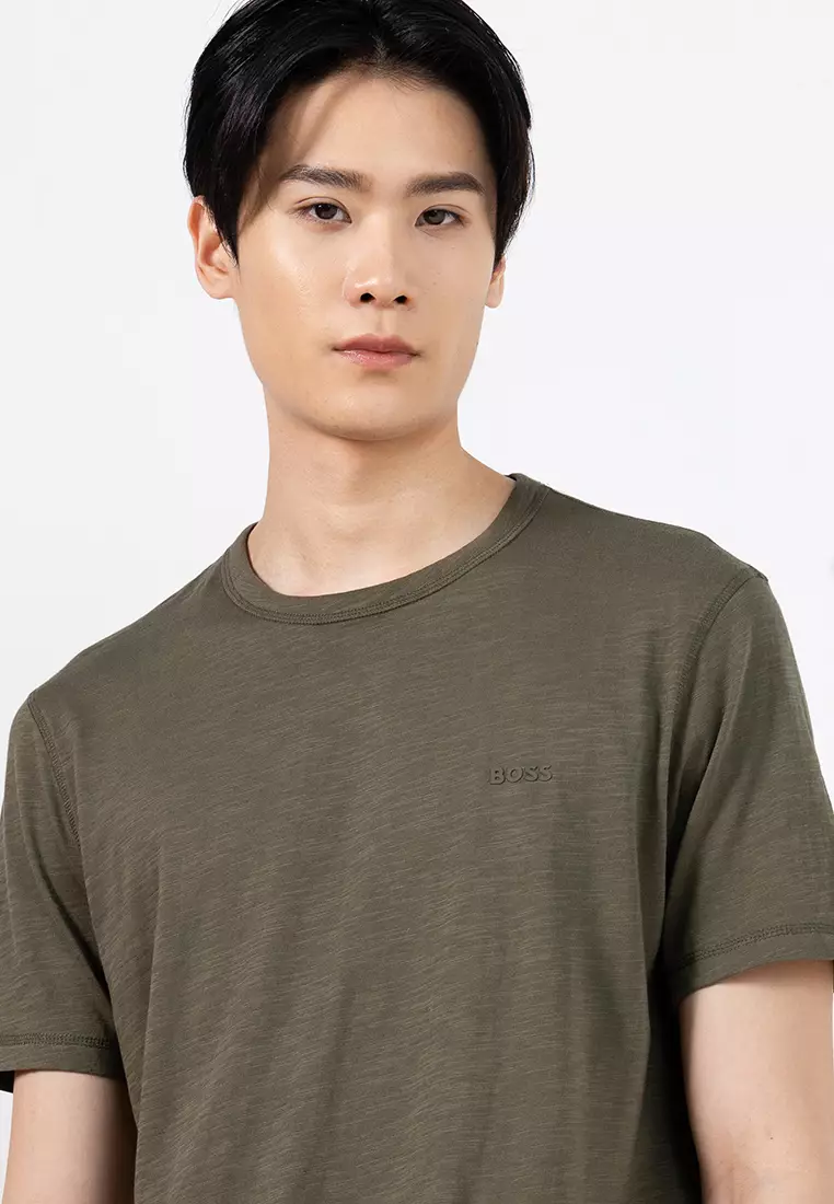 Logo Slub Cotton T-Shirt - BOSS Orange