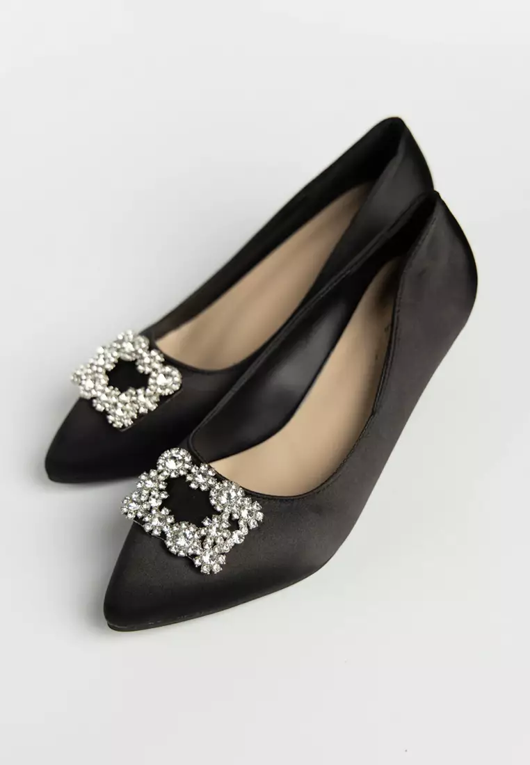 Joy Satin Rhinestone Heels
