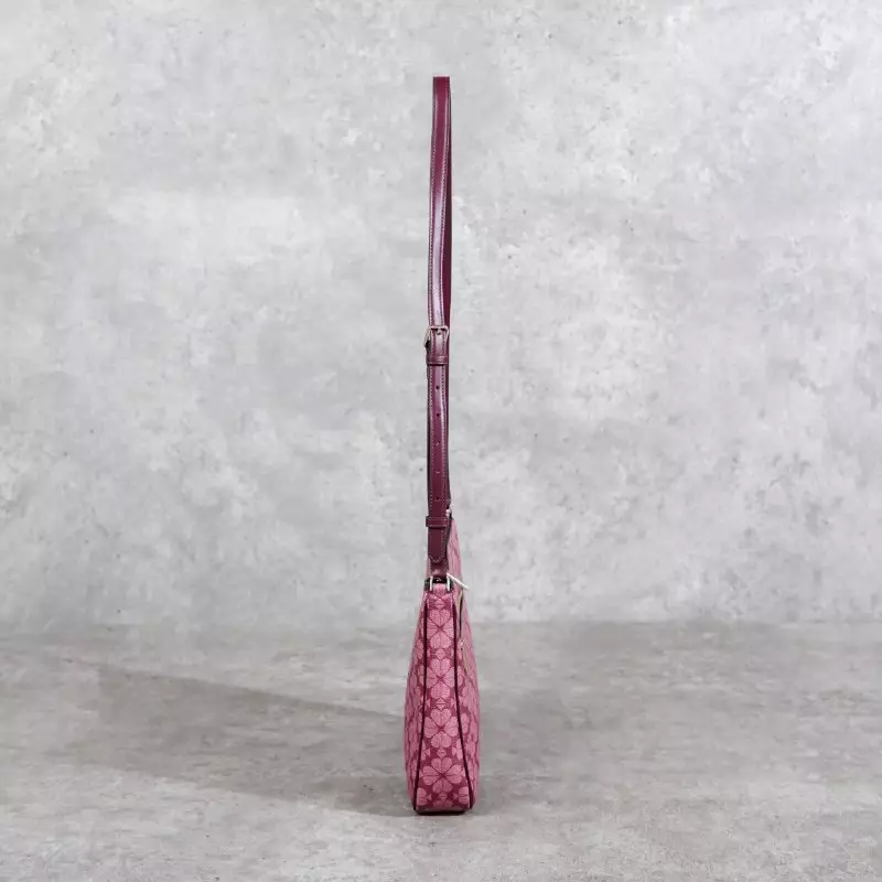 Tas KATE SPADE JACQUARD MONOGRAM MAROON SHOULDER BAG 100% ORIGINAL