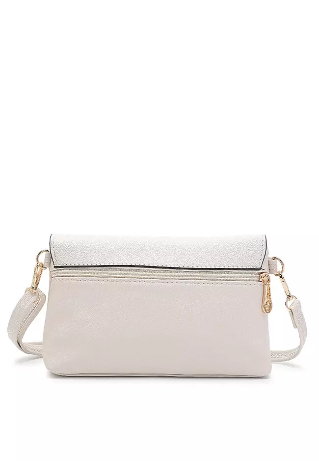 Faux Leather Sling Bag / Crossbody Bag - Beige