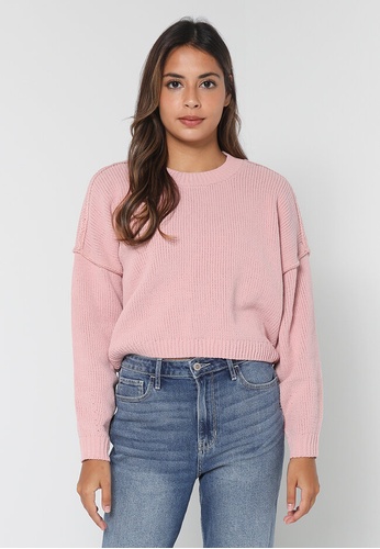 Hollister pink Cozy Crew Neck Sweater 19B33AAC950226GS_1