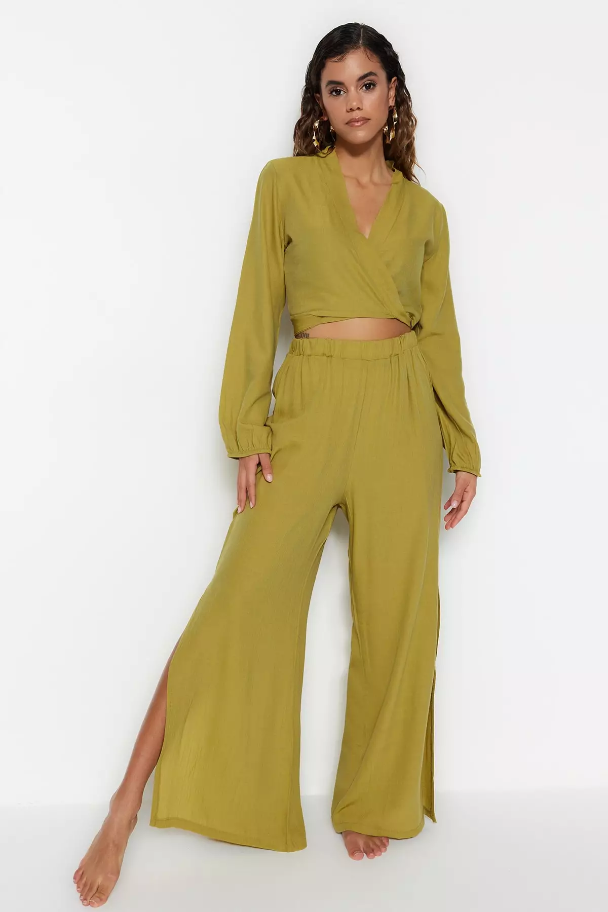 Trendyol Wide Leg Woven Trousers 2024, Buy Trendyol Online