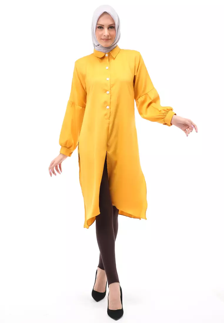 Vania Tunik Polos Muslimah Atasan Wanita Long Sleeve Regular Fit - Kubus