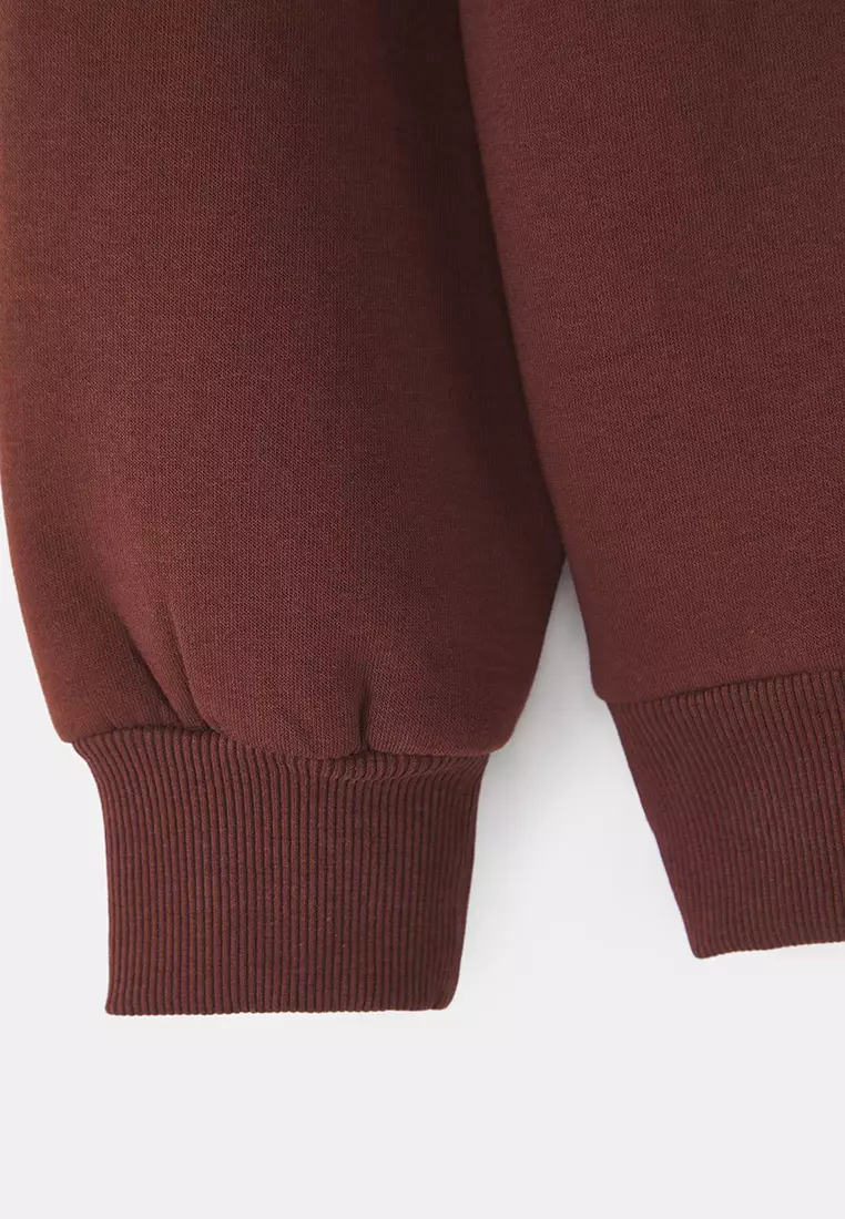 Dark Brown Oversize/Relaxed Cut Crew Neck Thick/Polarized Inside Knitted Sweatshirt Twoaw24Sw00102