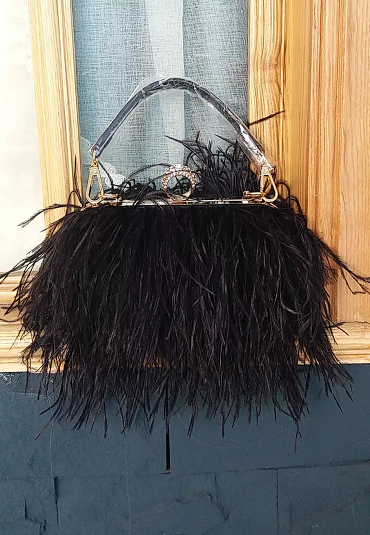 Twenty Eight Shoes VANSA Trendy Ostrich Feather Clutch Bag VBW