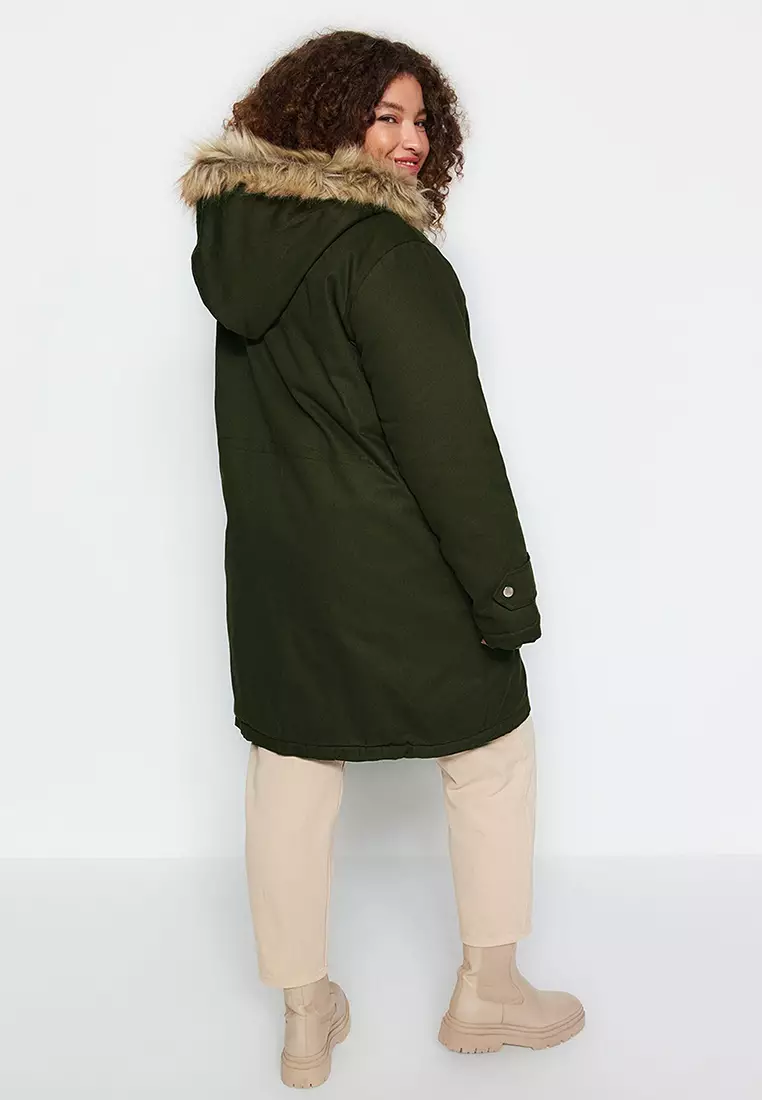 Plus size cheap khaki parka