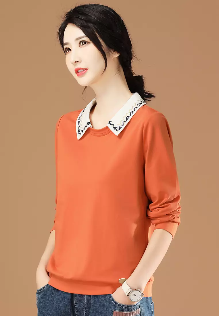 Embroidered collar sweater online