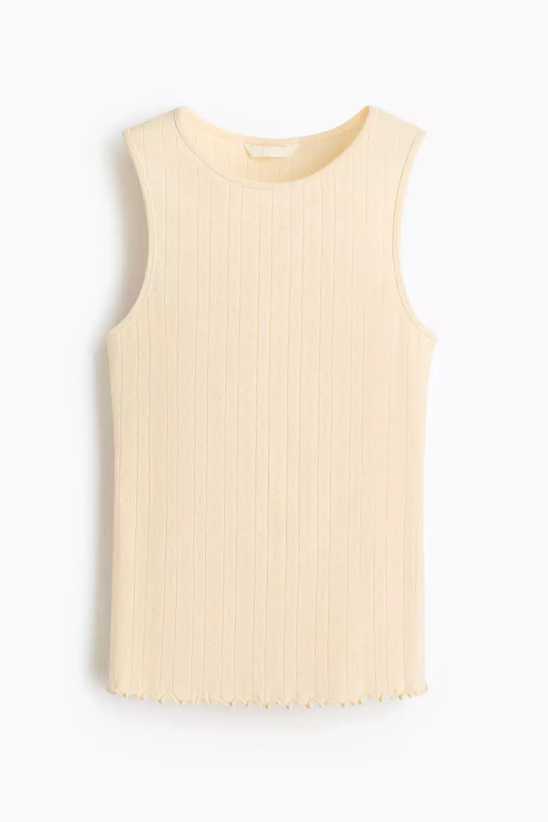 Pointelle-knit cotton top