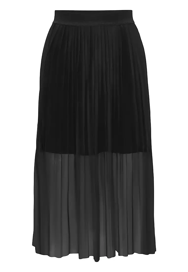 Pleat Mesh Jersey Skirt
