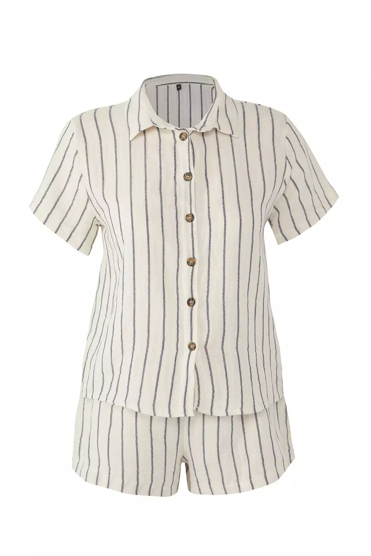 Striped Woven Muslin Beach Shirt Shorts Set TBESS25AU00068