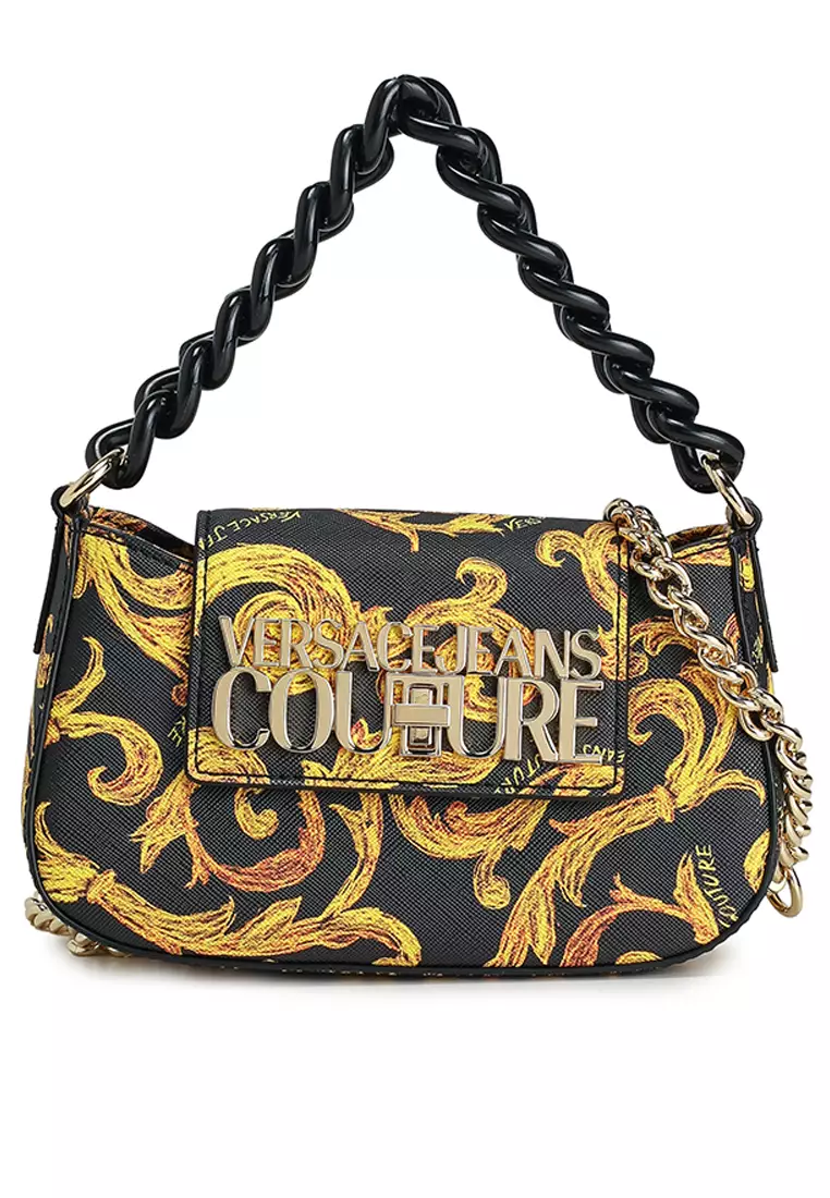 VERSACE JEANS COUTURE Logo Lock Printed Crossbody Bag (tr