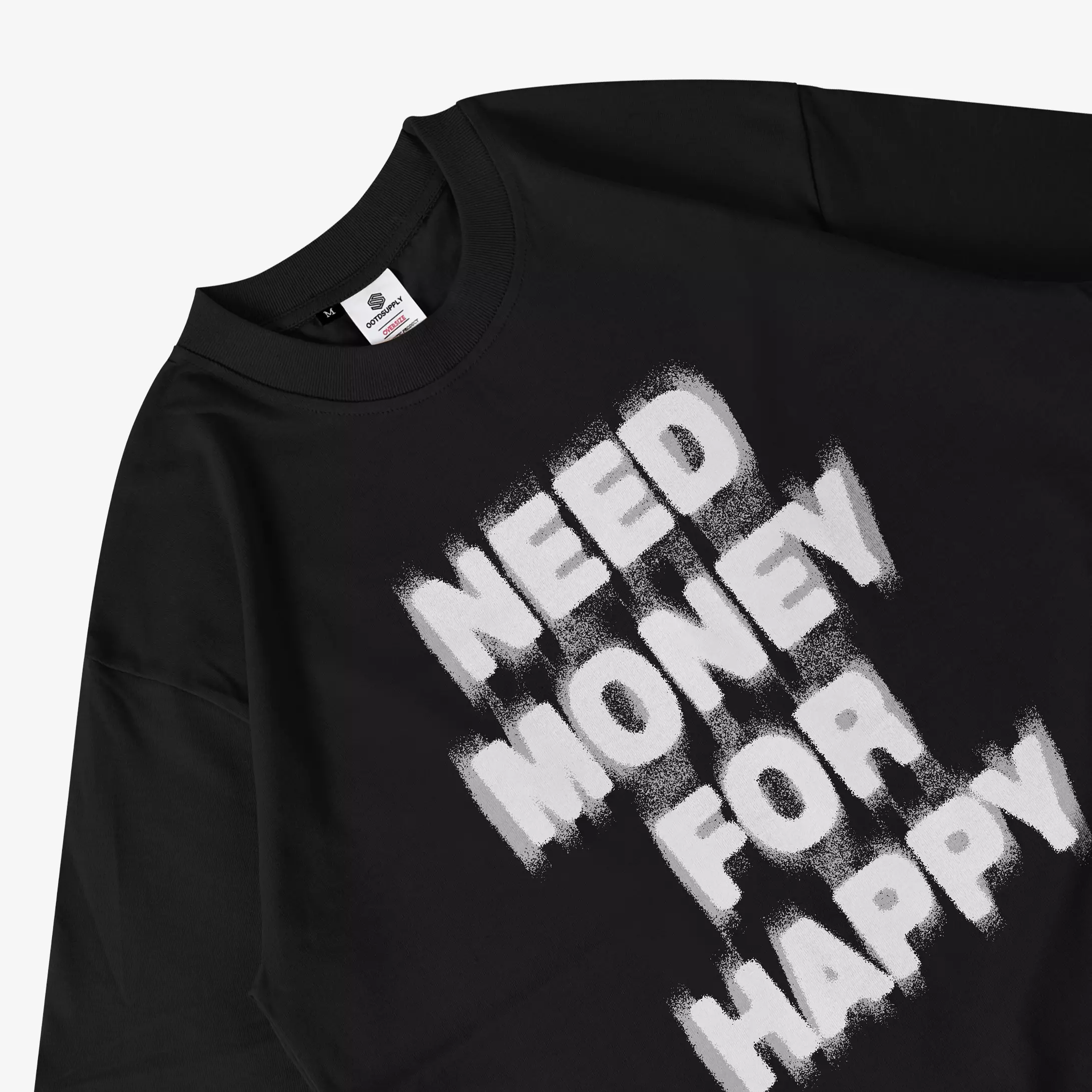 OOTDSUPPLY Oversized Tshirt 16s Need Money Black & White I Kaos Oversize Heavycotton 16s Unisex OVZ16S003