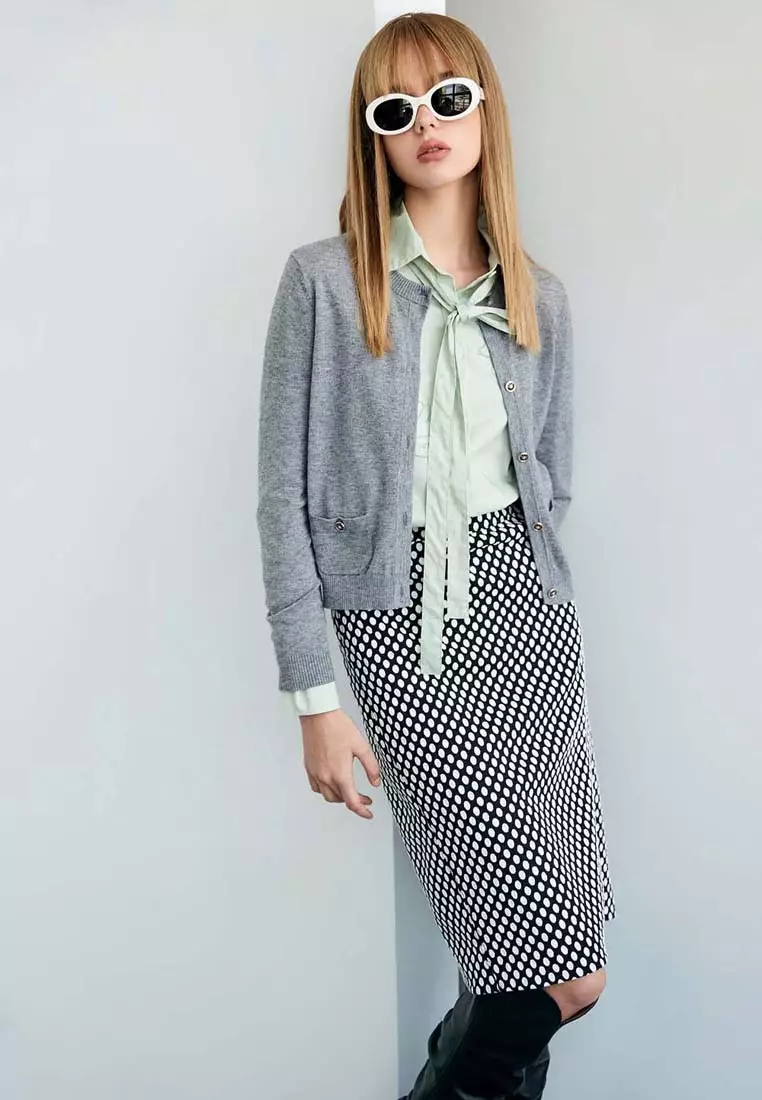 White Polka Dot Pencil Skirt