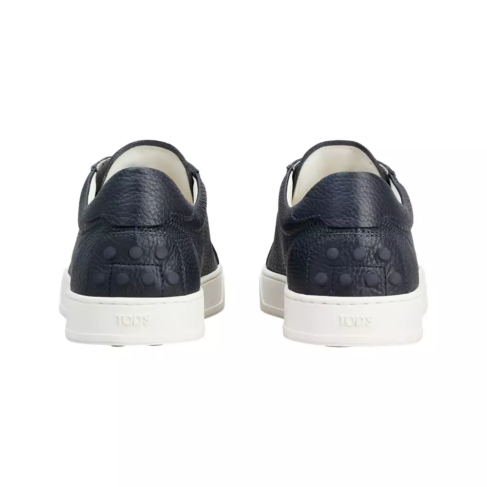 [4.4PRIL KEJUTAN HARGA] Logo Stamped Sneakers Grained Leather Navy Blue