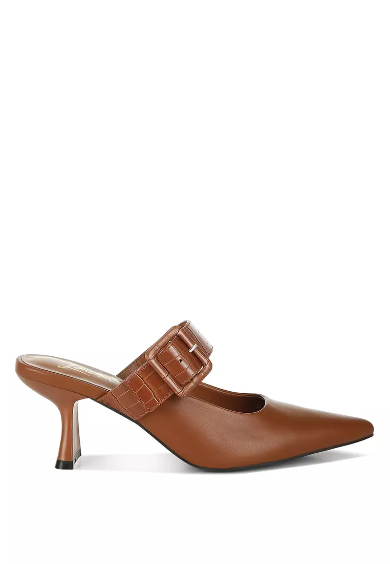 Discount on London Rag  shoes - SKU: Tan Block Heel Mules