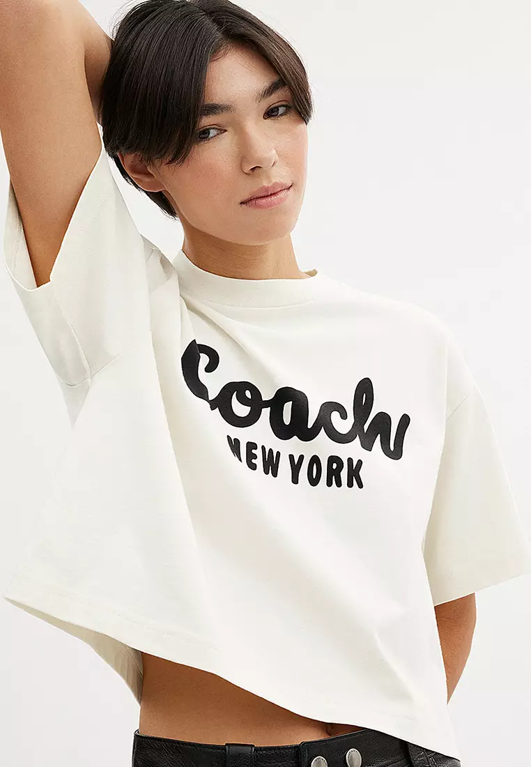 Buy Coach Cursive Signature Cropped T-Shirt 2026 Online | ZALORA