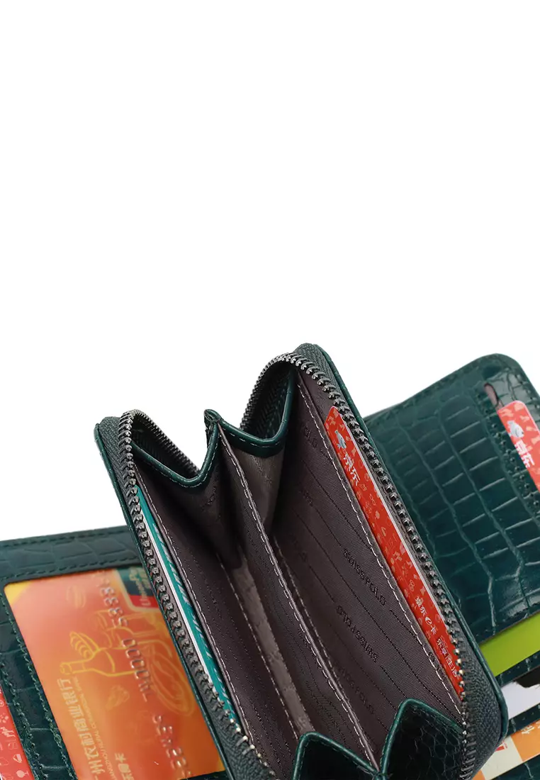 Women's Croc Wallet with Coin Compartment (Dompet Pendek Wanita) - Hijau