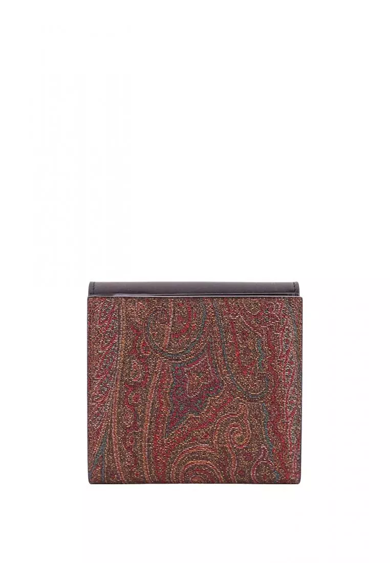 ETRO - Jacquard Paisley fabric wallet with leathr flap - Black