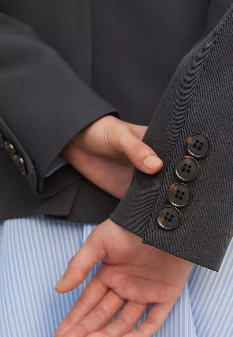 Tailored Double Breasted Blazer - Grey