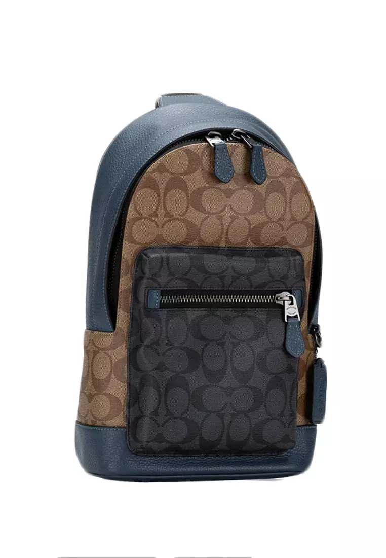 Mens West Pack In Colorblock Signature Canvas - Brown/Multi