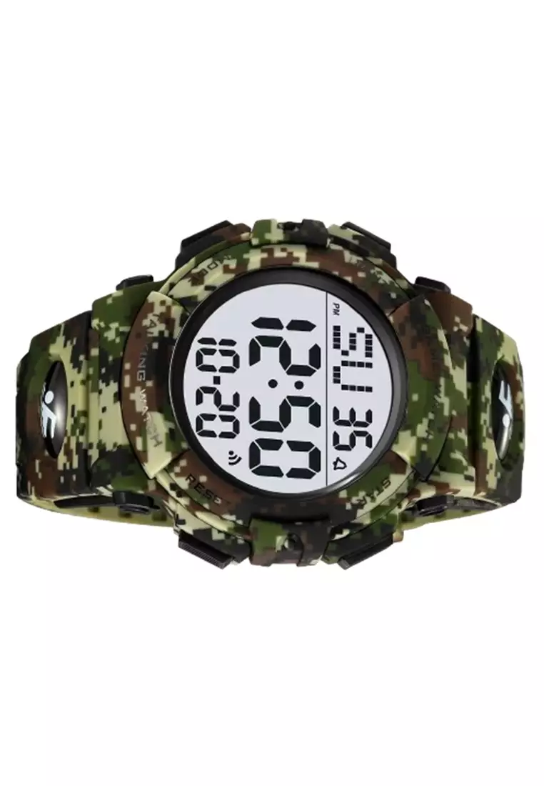 Jam Tangan Digital Pria 2322 Rubber Water Resist ORIGINAL - Camo Green