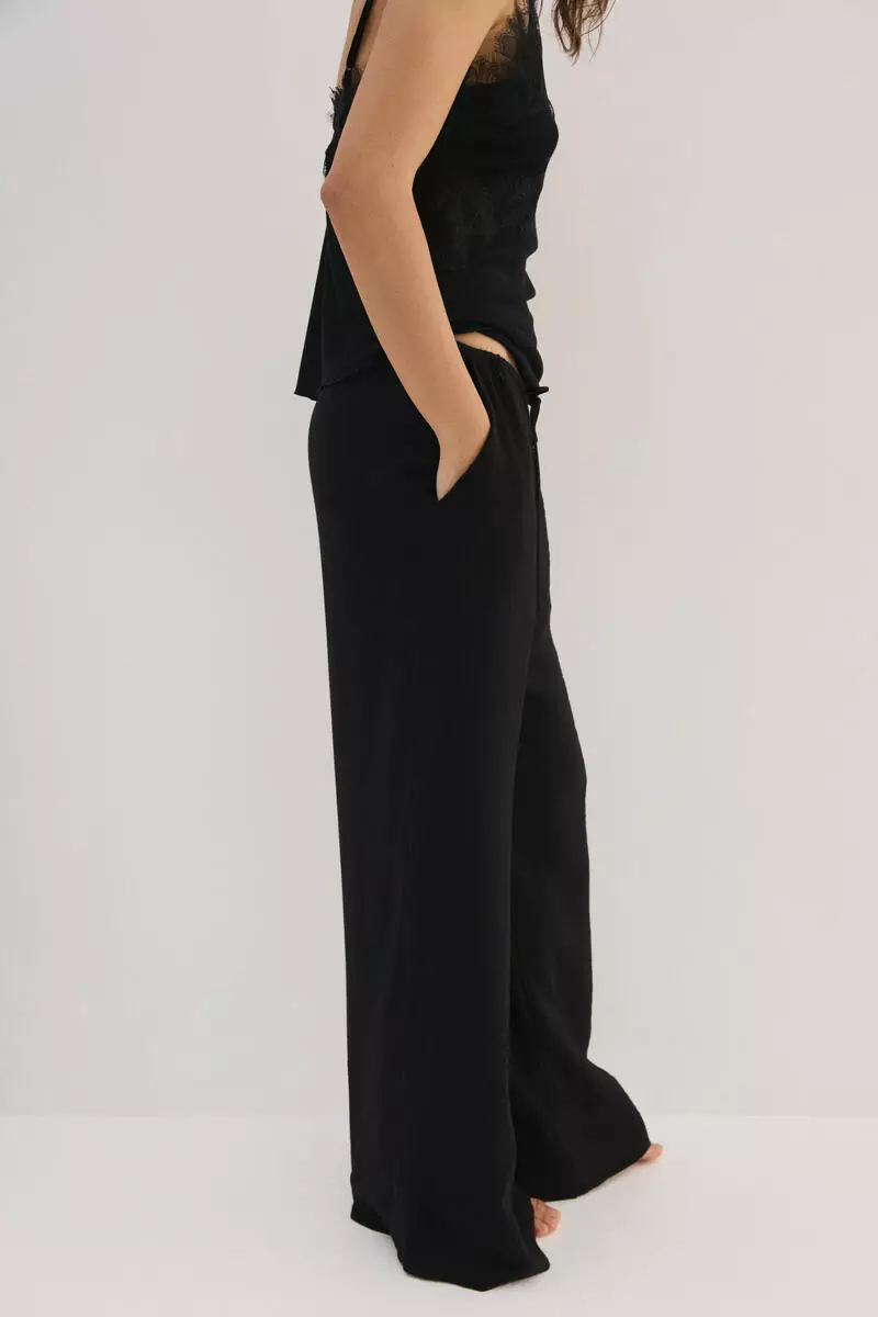 Viscose-blend drawstring trousers